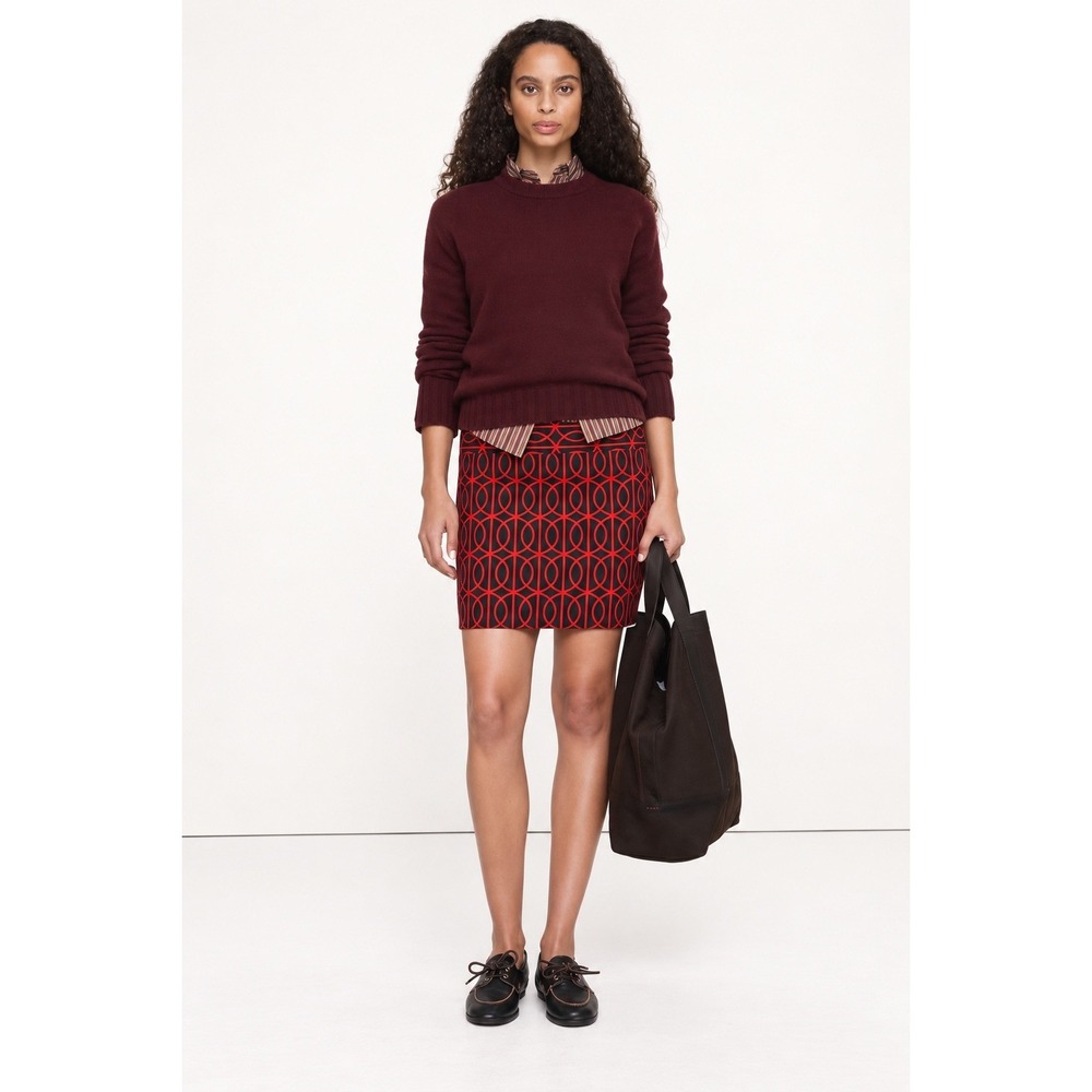 Banana Republic Womens Mini Skirt 4P Red Dark Navy Geometric Professional Chic